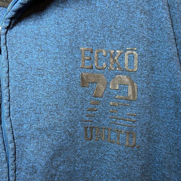 Vintage Ecko Unltd Varsity Hoodie Full Zip Blue Gray Men’s Size 5XB 5XL Big Tall - Picture 2 of 6